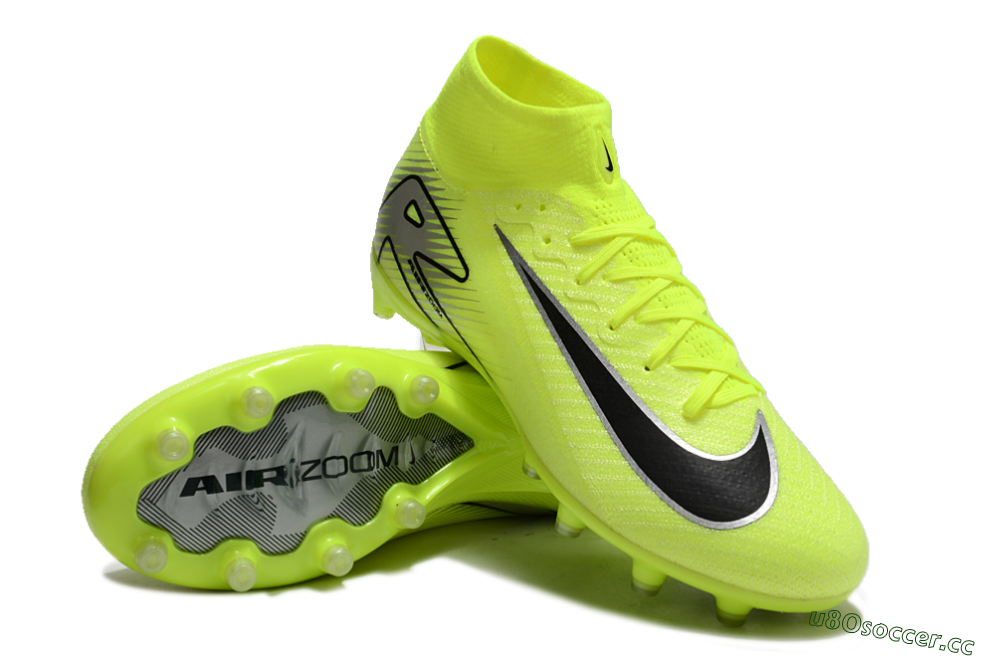 Unisex Nike Air Zoom Mercurial Superfly 10 Elite AG Artificial Grass High-Tops Football Boots - Yellow/Silver/Black 3