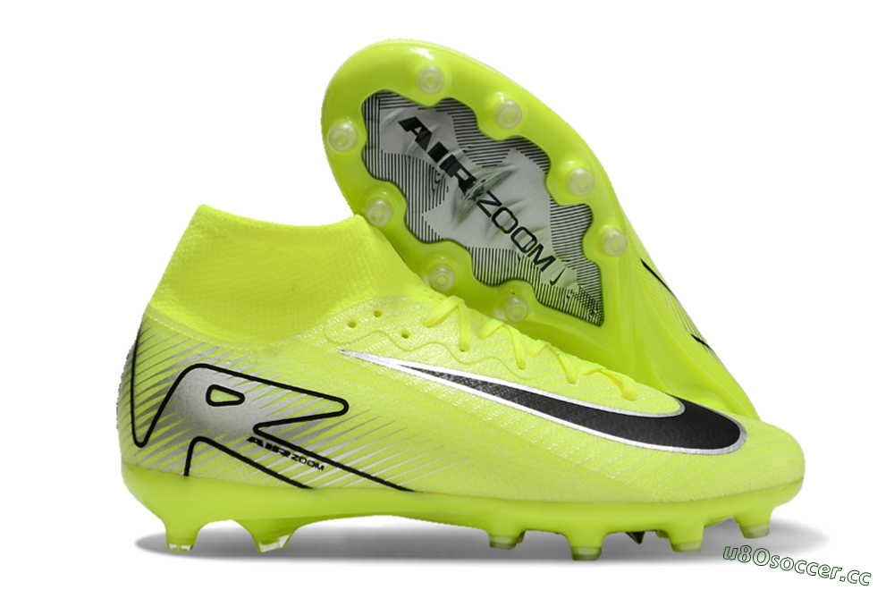 Unisex Nike Air Zoom Mercurial Superfly 10 Elite AG Artificial Grass High-Tops Football Boots - Yellow/Silver/Black 2