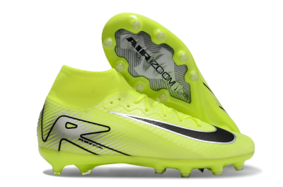 Unisex Nike Air Zoom Mercurial Superfly 10 Elite AG Artificial Grass High-Tops Football Boots - Yellow/Silver/Black