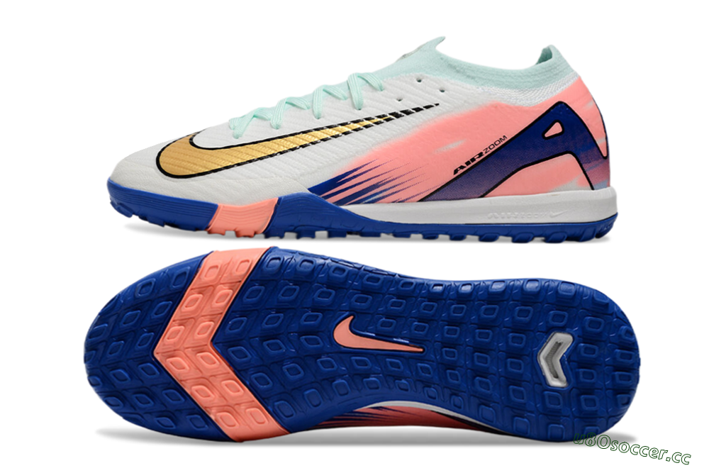Men's Nike Air Zoom Mercurial Vapor 16 Elite TF Artificial Turf Low-Tops Football Shoes - Jade/Pink/Blue 1