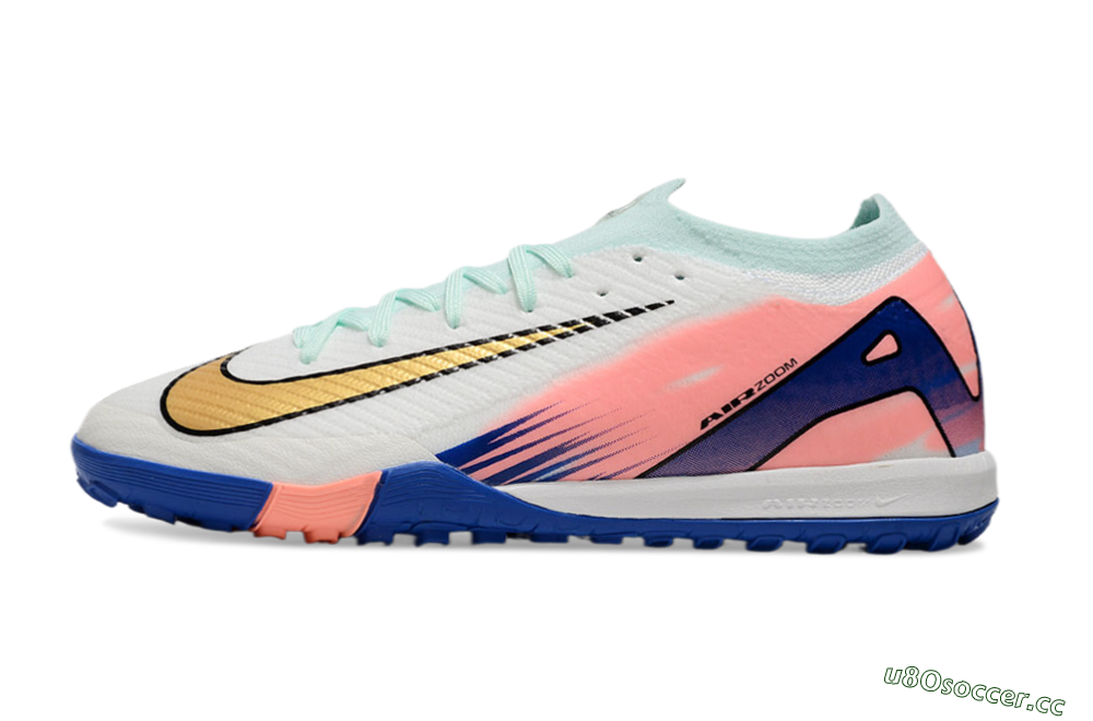 Men's Nike Air Zoom Mercurial Vapor 16 Elite TF Artificial Turf Low-Tops Football Shoes - Jade/Pink/Blue 0