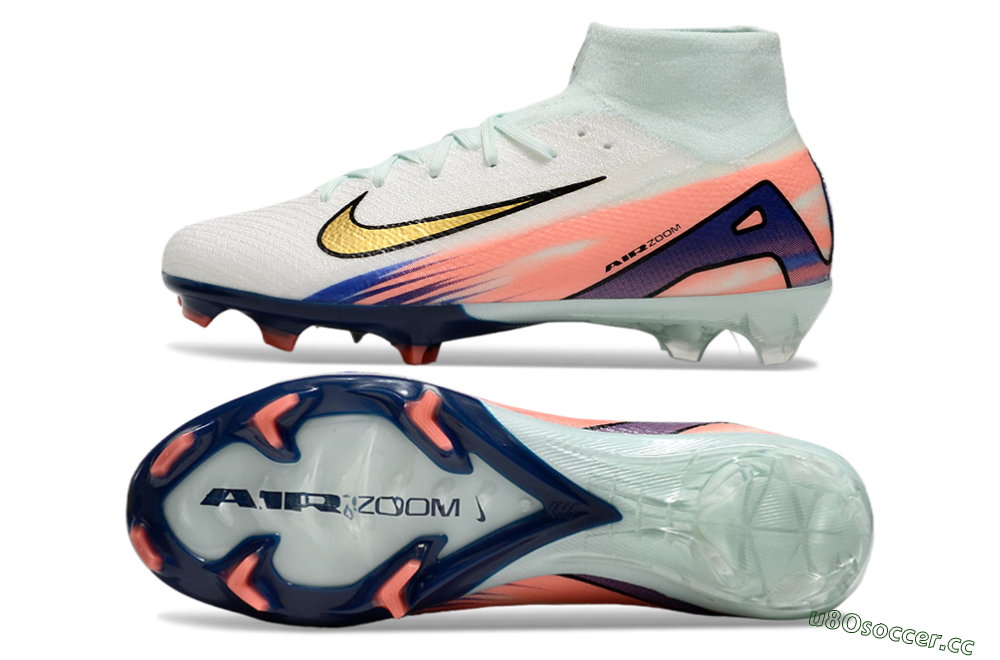 Unisex Nike Air Zoom Mercurial Superfly10 Elite FG Firm Ground High-Tops Football Boots - Jade/Pink/Blue 1