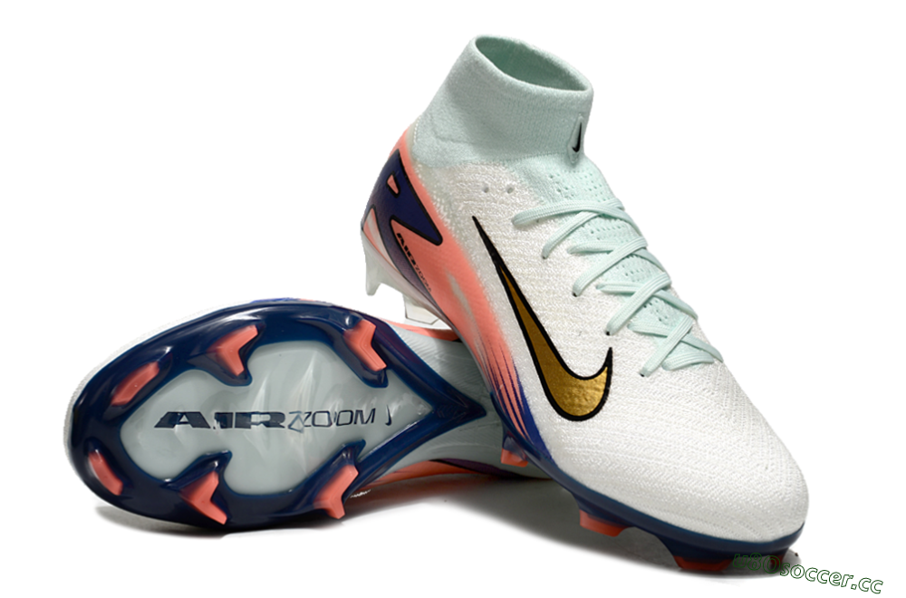 Unisex Nike Air Zoom Mercurial Superfly10 Elite FG Firm Ground High-Tops Football Boots - Jade/Pink/Blue 3