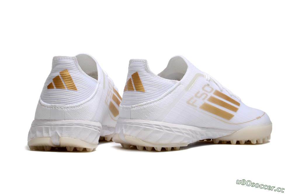 Men's Kids Adidas F50 Elite TF Artificial Turf Low-Tops Football Shoes - White/Gold 7