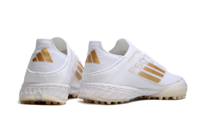 Men's Kids Adidas F50 Elite TF Artificial Turf Low-Tops Football Shoes - White/Gold