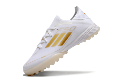 Men's Kids Adidas F50 Elite TF Artificial Turf Low-Tops Football Shoes - White/Gold