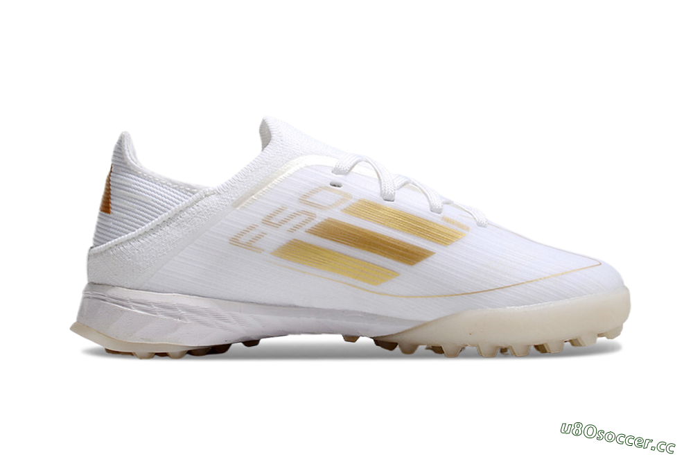 Men's Kids Adidas F50 Elite TF Artificial Turf Low-Tops Football Shoes - White/Gold 4