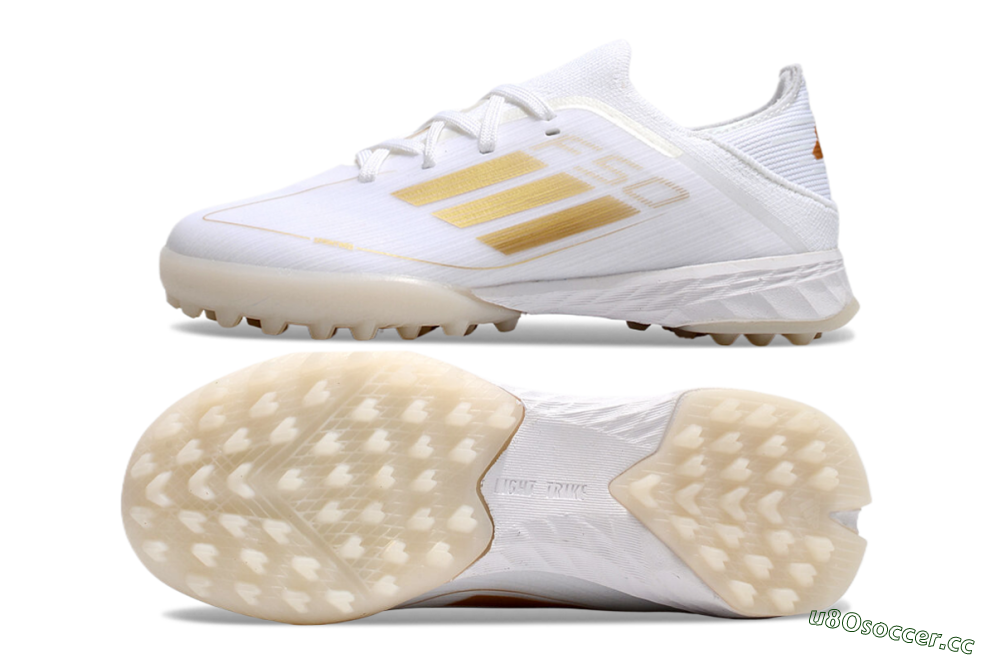 Men's Kids Adidas F50 Elite TF Artificial Turf Low-Tops Football Shoes - White/Gold 1