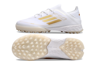 Men's Kids Adidas F50 Elite TF Artificial Turf Low-Tops Football Shoes - White/Gold
