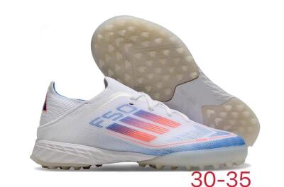 Men's Kids Adidas F50 Elite TF Artificial Turf Low-Tops Football Shoes - White/Blue/Orange