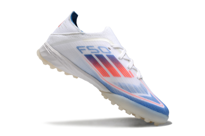 Men's Kids Adidas F50 Elite TF Artificial Turf Low-Tops Football Shoes - White/Blue/Orange