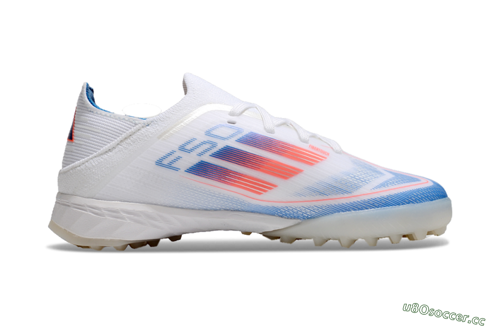 Men's Kids Adidas F50 Elite TF Artificial Turf Low-Tops Football Shoes - White/Blue/Orange 6