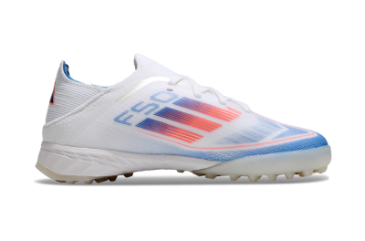 Men's Kids Adidas F50 Elite TF Artificial Turf Low-Tops Football Shoes - White/Blue/Orange
