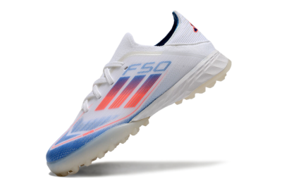Men's Kids Adidas F50 Elite TF Artificial Turf Low-Tops Football Shoes - White/Blue/Orange