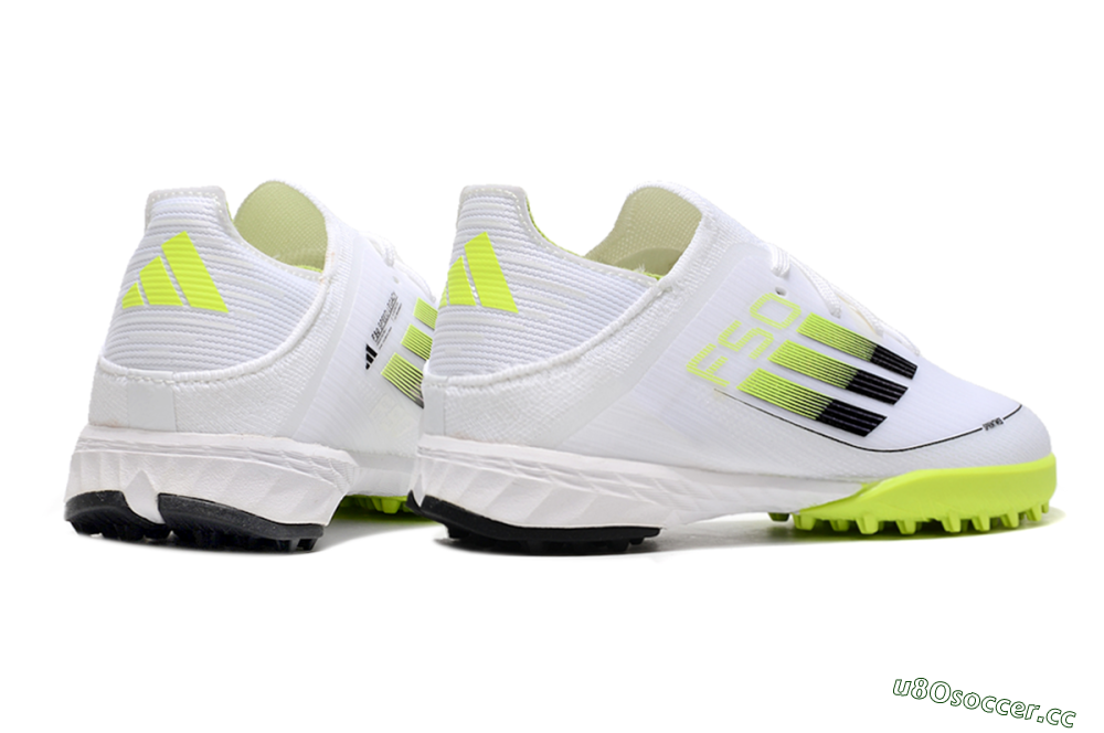 Men's Kids Adidas F50 Elite TF Artificial Turf Low-Tops Football Shoes - White/Black/Green 5
