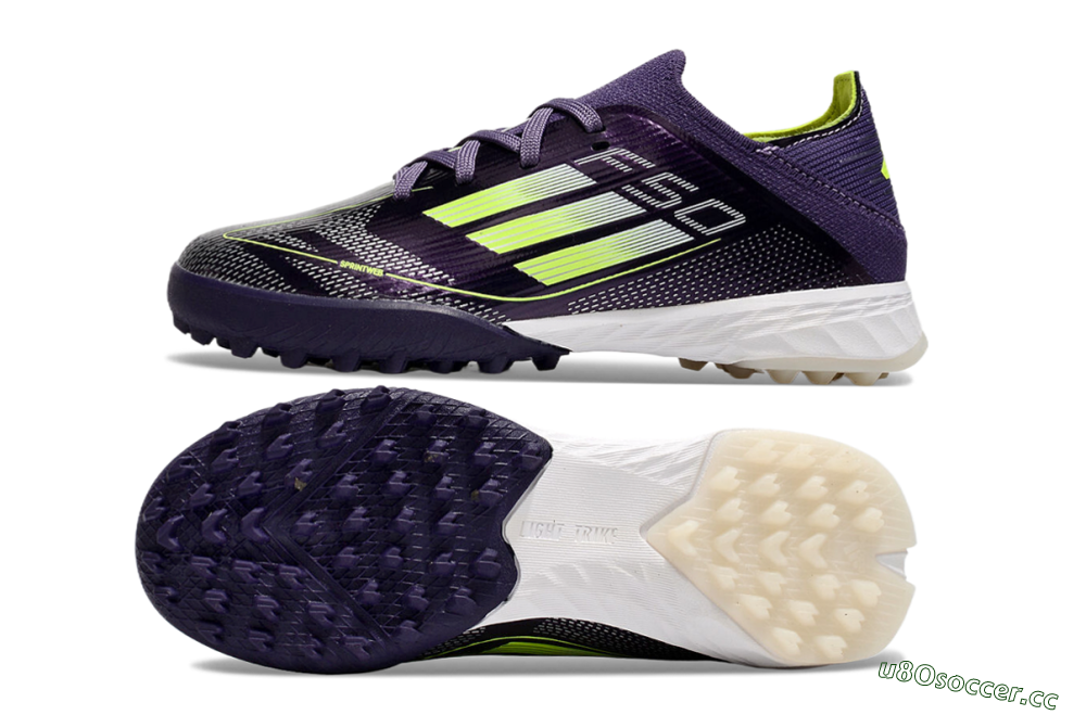 Kids Kids Adidas F50 Elite TF Artificial Turf Low-Tops Football Shoes - Purple/Green/White 1