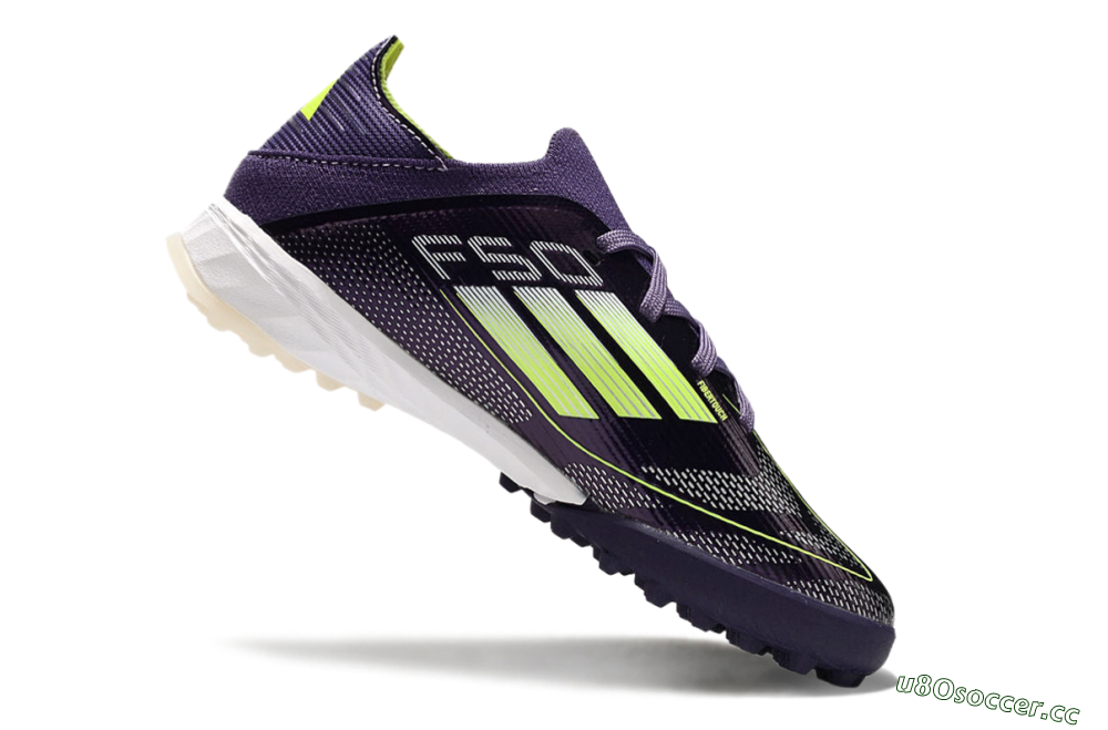 Kids Kids Adidas F50 Elite TF Artificial Turf Low-Tops Football Shoes - Purple/Green/White 4