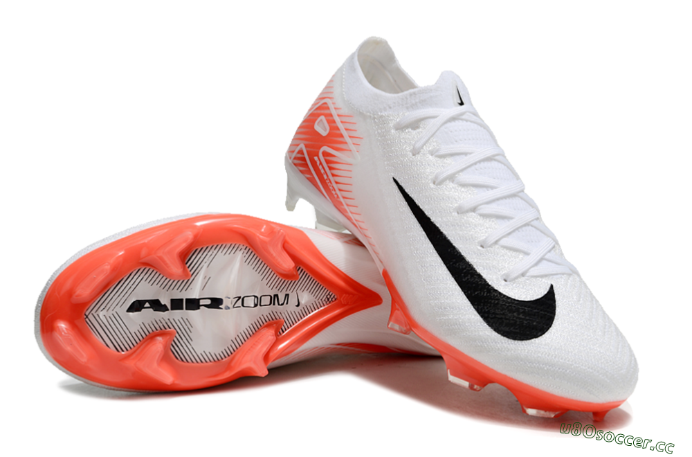 Men's Nike Air Zoom Mercurial Vapor 16 Elite FG Firm Ground Low-Tops Football Boots - White/Orange/Black 3
