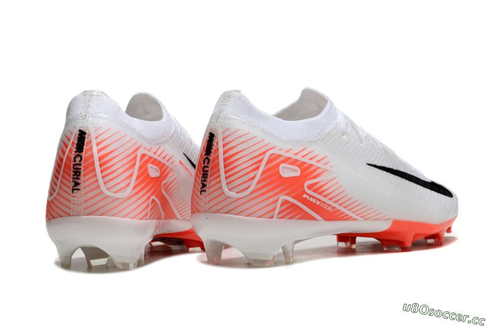 Men's Nike Air Zoom Mercurial Vapor 16 Elite FG Firm Ground Low-Tops Football Boots - White/Orange/Black 6