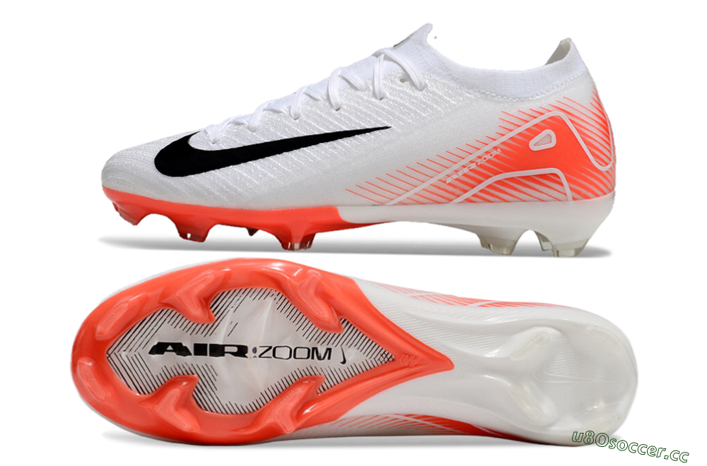 Men's Nike Air Zoom Mercurial Vapor 16 Elite FG Firm Ground Low-Tops Football Boots - White/Orange/Black 1