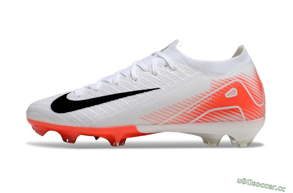 Men's Nike Air Zoom Mercurial Vapor 16 Elite FG Firm Ground Low-Tops Football Boots - White/Orange/Black 0