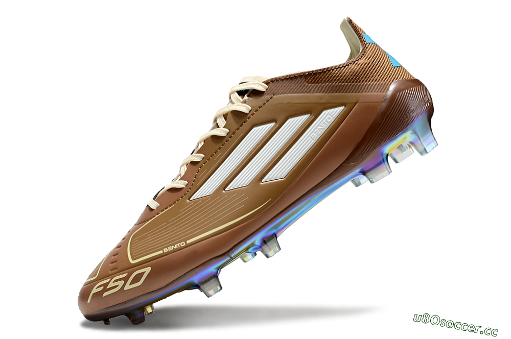 Men's Adidas F50 Elite FG Firm Ground Low-Tops Football Boots - Brown/White/Gold 5