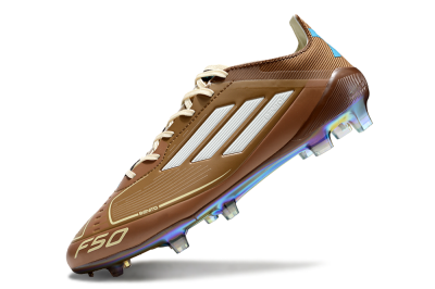 Men's Adidas F50 Elite FG Firm Ground Low-Tops Football Boots - Brown/White/Gold