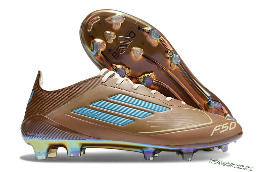 Men's Adidas F50 Elite FG Firm Ground Low-Tops Football Boots - Brown/White/Gold 2