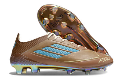 Men's Adidas F50 Elite FG Firm Ground Low-Tops Football Boots - Brown/White/Gold