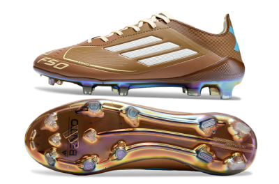 Men's Adidas F50 Elite FG Firm Ground Low-Tops Football Boots - Brown/White/Gold