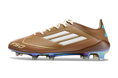 Men's Adidas F50 Elite FG Firm Ground Low-Tops Football Boots - Brown/White/Gold