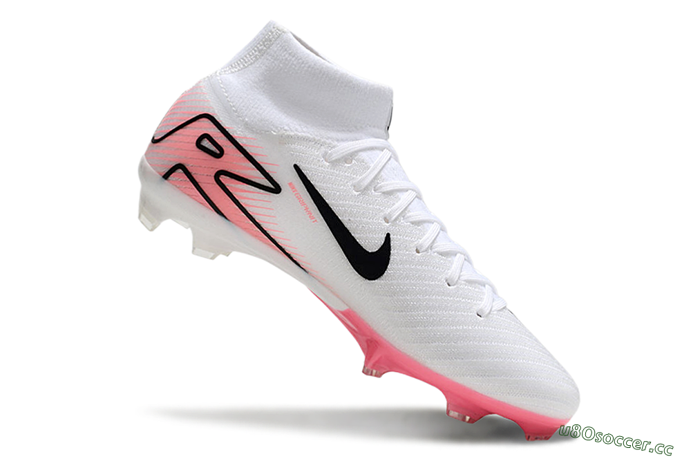 Men's Nike Air Zoom Mercurial Superfly10 Elite FG Firm Ground High-Tops Football Boots - White/Pink/Black 4