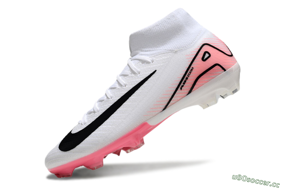 Men's Nike Air Zoom Mercurial Superfly10 Elite FG Firm Ground High-Tops Football Boots - White/Pink/Black 5