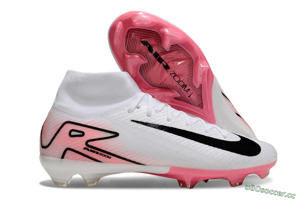 Men's Nike Air Zoom Mercurial Superfly10 Elite FG Firm Ground High-Tops Football Boots - White/Pink/Black 2