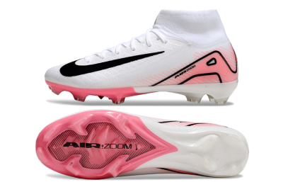 Men's Nike Air Zoom Mercurial Superfly10 Elite FG Firm Ground High-Tops Football Boots - White/Pink/Black