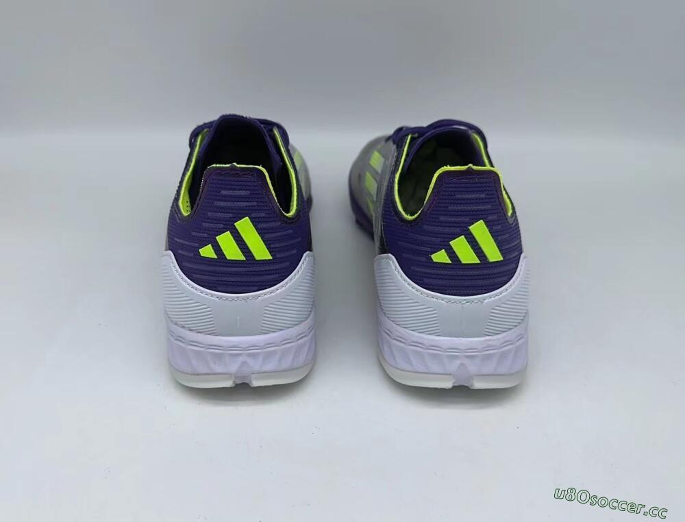 Men's Adidas F50 Pro TF Artificial Turf Low-Tops Football Shoes - Purple/Cloud White/Lucid Lemon