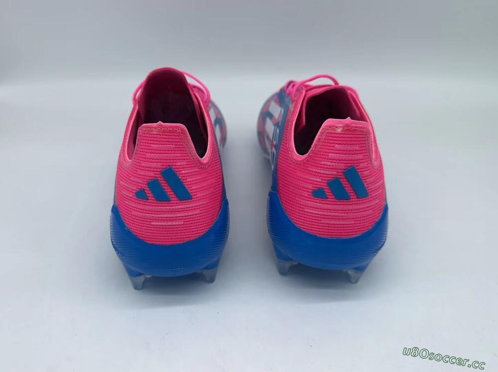 Men's Adidas F50 Elite FG Firm Ground Low-Tops Football Boots - Pink/Blue/White
