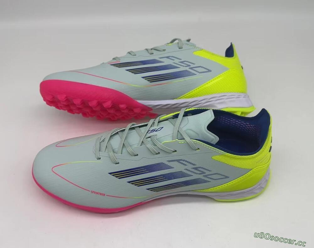 Men's Adidas F50 Pro TF Artificial Turf Low-Tops Football Shoes - Almost Blue/Semi Lucid Blue/Semi Solar Yellow