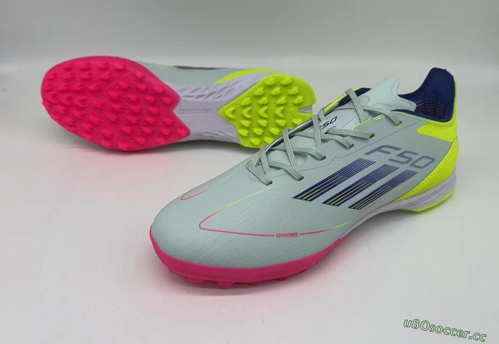 Men's Adidas F50 Pro TF Artificial Turf Low-Tops Football Shoes - Almost Blue/Semi Lucid Blue/Semi Solar Yellow