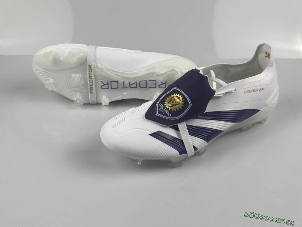 Men's Adidas Predator Elite Foldover Tongue FG Firm Ground Low-Tops Football Boots - White/Black/Gold