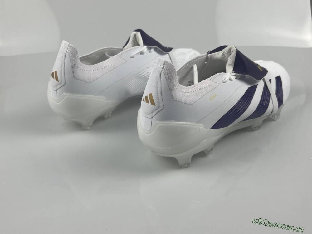 Men's Adidas Predator Elite Foldover Tongue FG Firm Ground Low-Tops Football Boots - White/Black/Gold