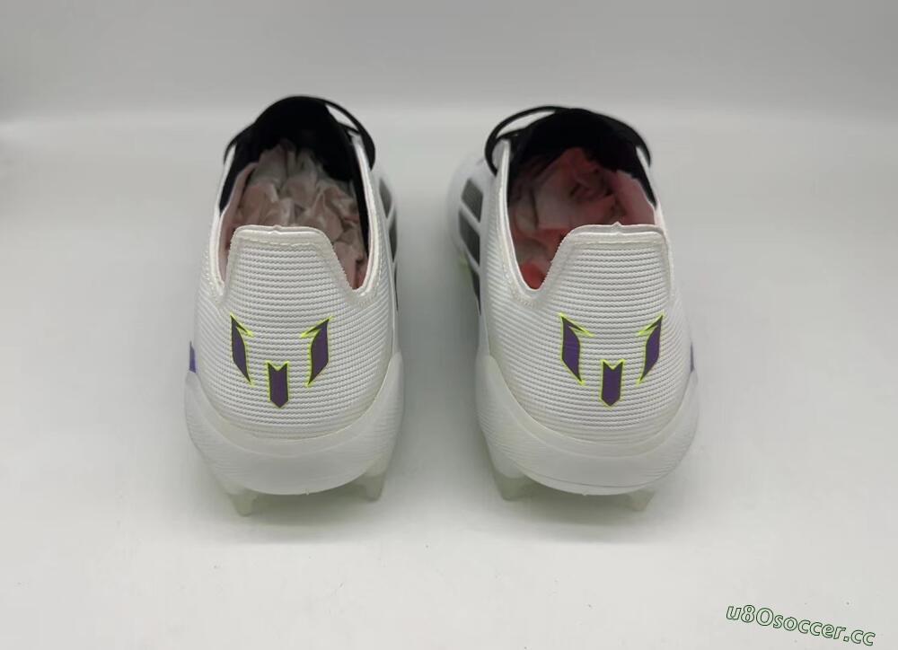 Men's Adidas F50 Elite FG Firm Ground Low-Tops Football Boots - White/Purple/Black/Yellow