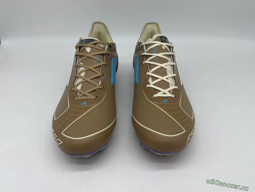 Men's Adidas F50 Elite FG Firm Ground Low-Tops Football Boots - Brown/White/Blue