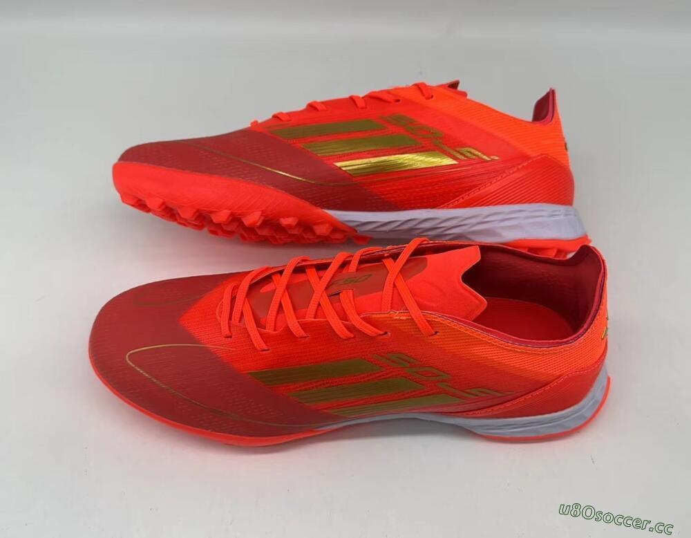 Men's Adidas F50 Elite TF Artificial Turf Low-Tops Football Shoes - Red/Gold/White