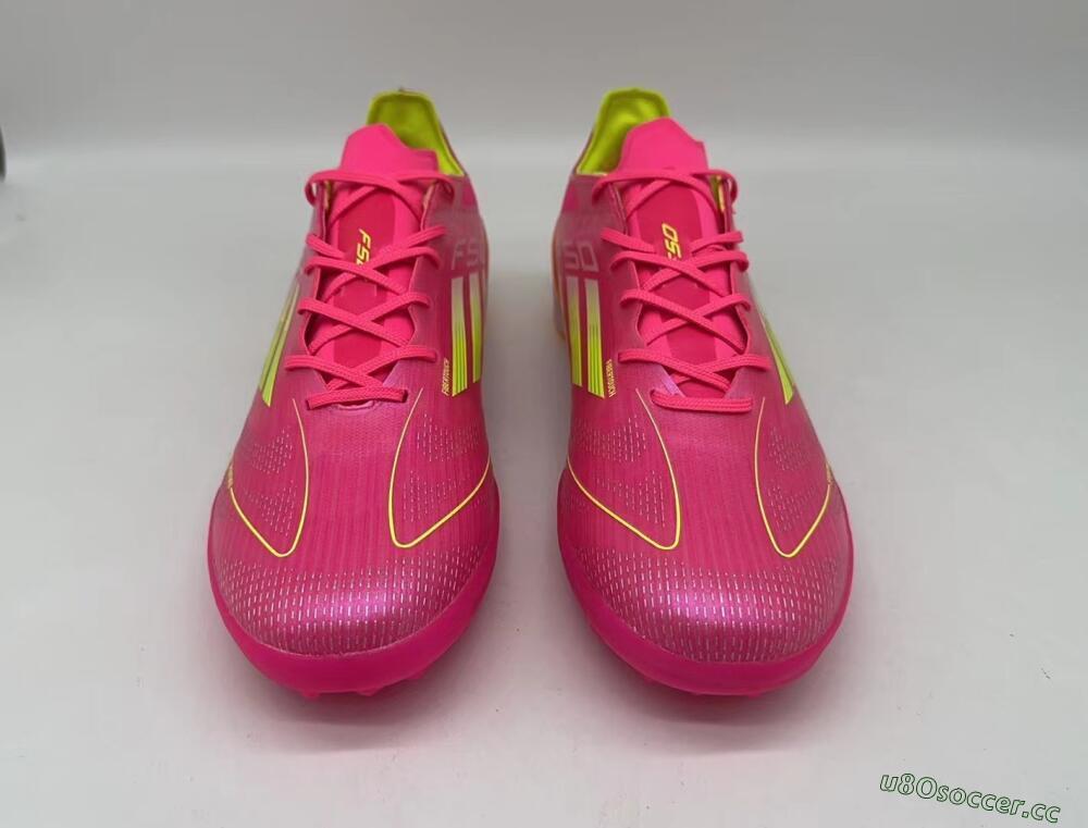 Men's Adidas F50 Elite TF Artificial Turf Low-Tops Football Shoes - Pink/Yellow/Orange