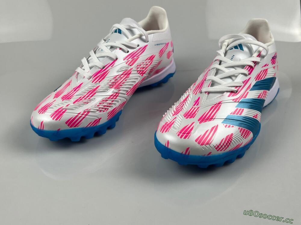 Men's Adidas Predator Elite 24 TF Artificial Turf Low-Tops Football Shoes - White/Pink/Blue