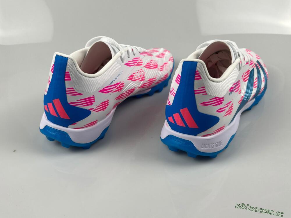 Men's Adidas Predator Elite 24 TF Artificial Turf Low-Tops Football Shoes - White/Pink/Blue
