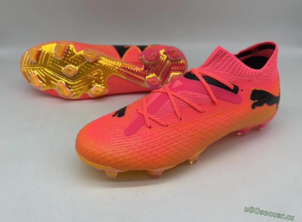Men's Puma Future Ultimate FG Firm Ground Low-Tops Football Boots - Pink/Yellow/Black