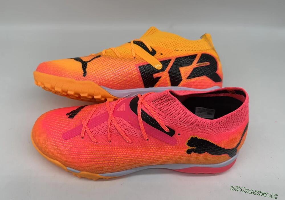Men's Puma Future 7 Ultimate TF Artificial Turf Low-Tops Football Shoes - Pink/Black/White
