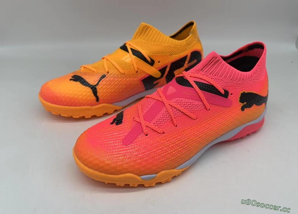 Men's Puma Future 7 Ultimate TF Artificial Turf Low-Tops Football Shoes - Pink/Black/White